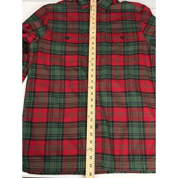 LL Bean Fleece Lined Flannel Shirt Men’s Small Reg Traditional Fit Red Plaid - Picture 11 of 15